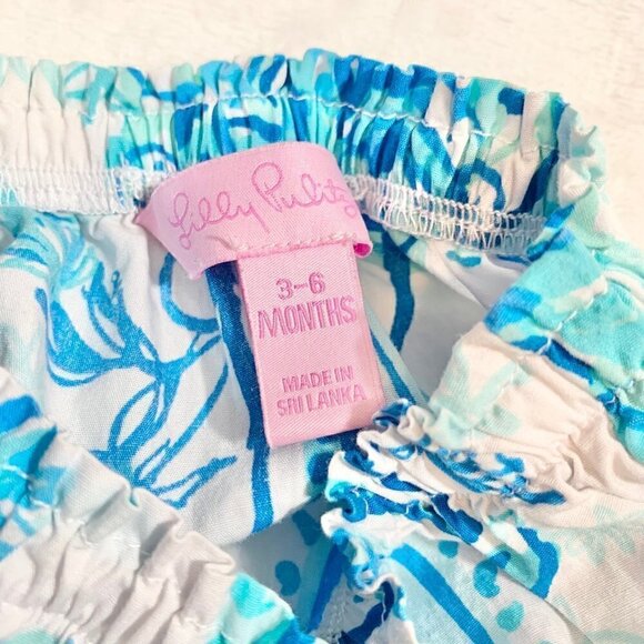 Lilly Pulitzer blue coral pattern diaper cover bloomers - Size 3-6m - Picture 2 of 3